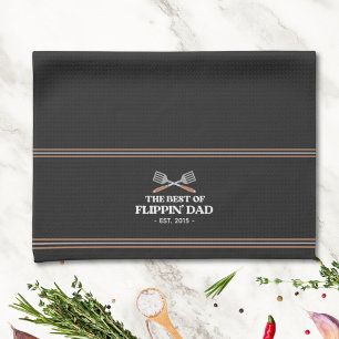 Best Flippin Dad Spatula Funny Retro  Kitchen Towel
