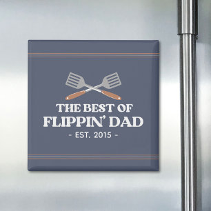 Best Flippin Dad Spatula Funny Retro Magnet