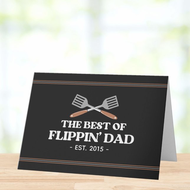 Best Flippin Dad Spatula Funny Retro Recipe Card (Close up)