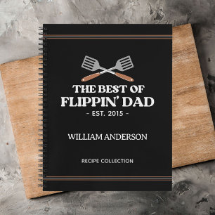 Best Flippin Dad Spatula Funny Retro Recipe Notebook