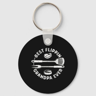 Best Flippin Grandpa Ever Funny Bbq Grilling Smoki Keychain