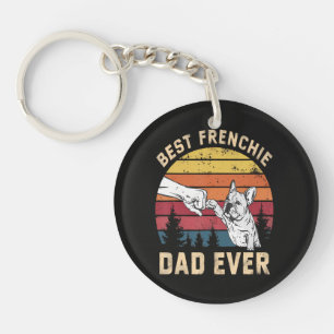 Best Frenchie Dad Ever Retro Keychain