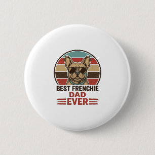 Best Frenchie Dad Ever Vintage Bulldog Shirt_1 2 Inch Round Button