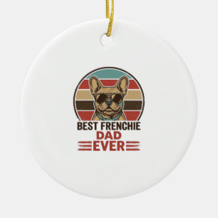 Best Frenchie Dad Ever Vintage Bulldog Shirt_1 Ceramic Ornament
