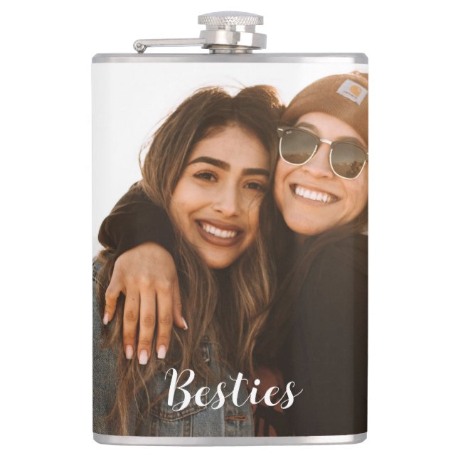 Best Friend Besties Custom Photo Hip Flask (Front)