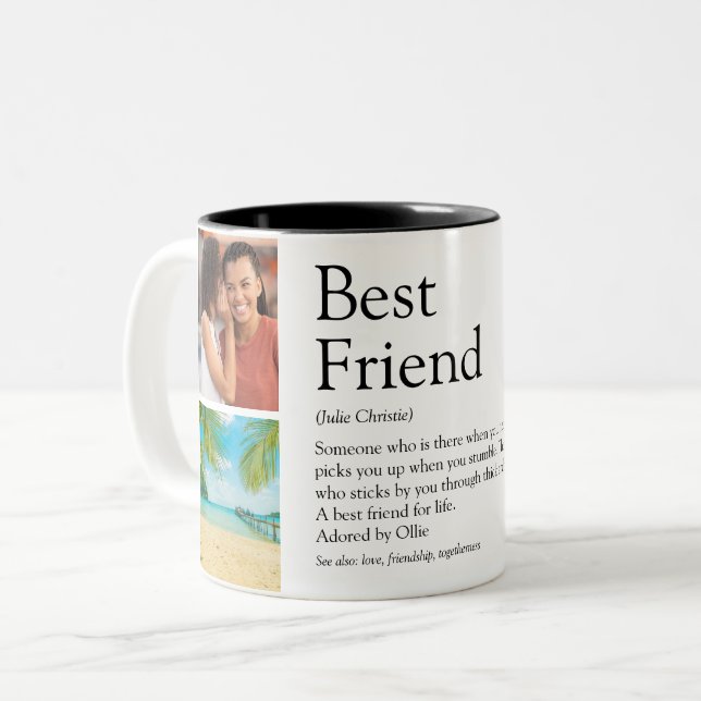 Best Friend Besties Definition 4 Photo Two-Tone Coffee Mug (Front Left)