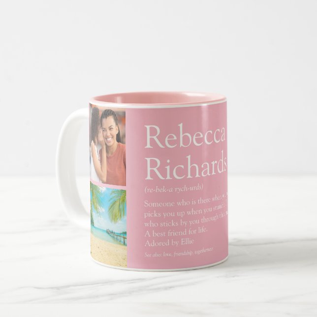 Best Friend BFF Besties Definition Photos Pink Two-Tone Coffee Mug (Front Left)