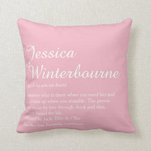Best Friend BFF Definition Elegant Girly Pink Fun Throw Pillow