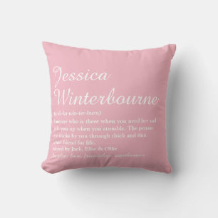 Best Friend BFF Definition Elegant Girly Pink Fun Throw Pillow