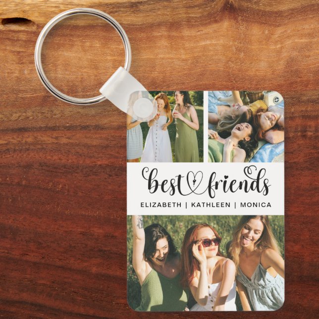 Best Friend BFF Photo Collage Best Friends Forever Keychain (Front)