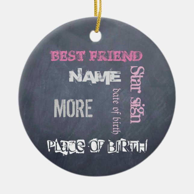 BEST FRIEND BFFs personalized chalkboard Ceramic Ornament (Front)