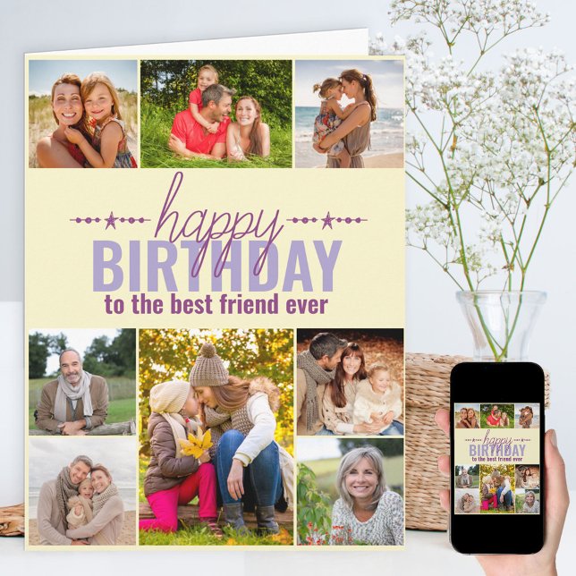 Best Friend Birthday Photo Collage Personalized Card (Creator Uploaded)