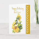 Best Friend Birthday Poem Chickadee & Sunflowers C Card<br><div class="desc">Birthday Greeting for the Friend who loves flowers and birds,  gardening,  Sunflowers,  Birds and Chickades</div>