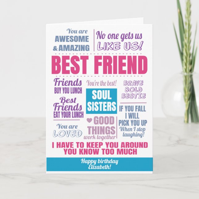 Best Friend Birthday Quote Card (Front)