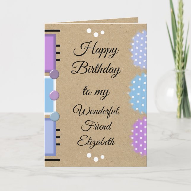 Best friend birthday rustic purple card (Front)