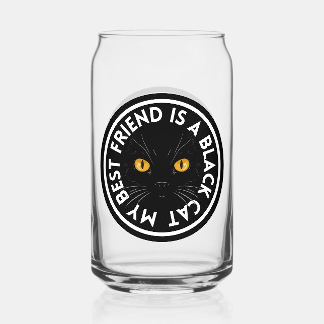 Best Friend Black Cat Can Glass (Front)