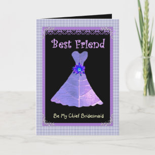 BEST FRIEND - Chief Bridesmaid Purple Gown Invitation