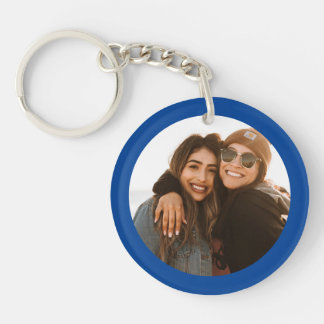 Best Friend Custom Photo Create your own Blue Keychain