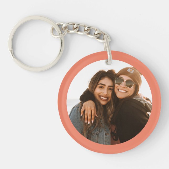 Best Friend Custom Photo Create your own orange Keychain (Front)