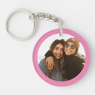 Best Friend Custom Photo Create your own Pink Keychain
