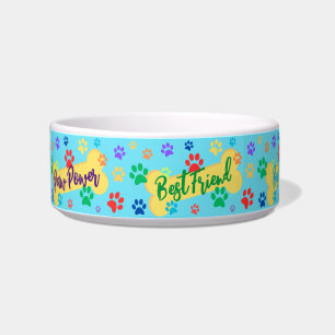 Best Friend Customizable Paws & Bones Dog Bowl