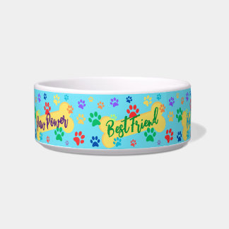 Best Friend Customizable Paws & Bones Dog Bowl