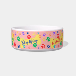 Best Friend Customizable Paws & Bones Dog Bowl