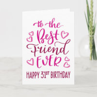 Best Friend Ever 31st Birthday Typography in Pink
