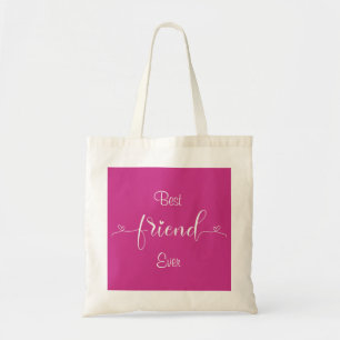 Best Friend Ever & Hearts Magenta Pink Tote Bag