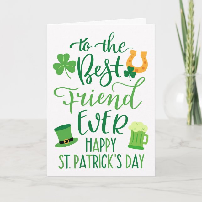 Best Friend Ever St Patrick's Day Typography Card (Front)