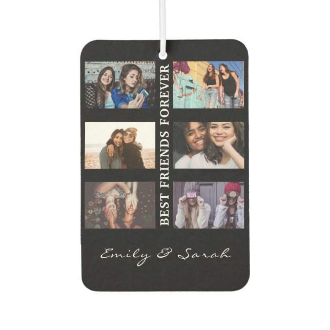 Best Friend Forever Custom 6 Photo collage & Name Air Freshener (Front)