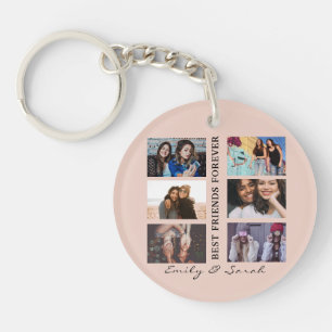 Best Friend Forever Custom 6 Photo collage & Name Keychain