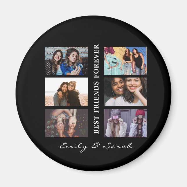 Best Friend Forever Custom 6 Photo collage & Name Magnet (Front)