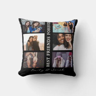 Best Friend Forever Custom 6 Photo collage & Name Throw Pillow