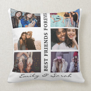 Best Friend Forever Custom 6 Photo collage & Name Throw Pillow