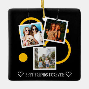 Best Friend Forever, personalized 3 Photo Collage Ceramic Ornament