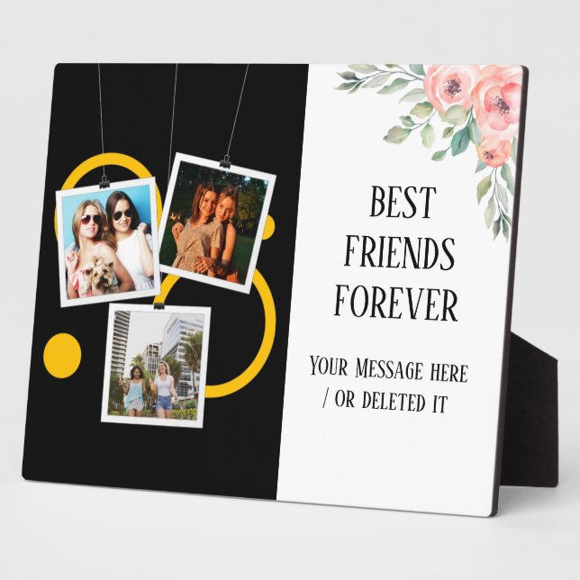 Best Friend Forever, personalized 3 Photo Collage Plaque (Side)