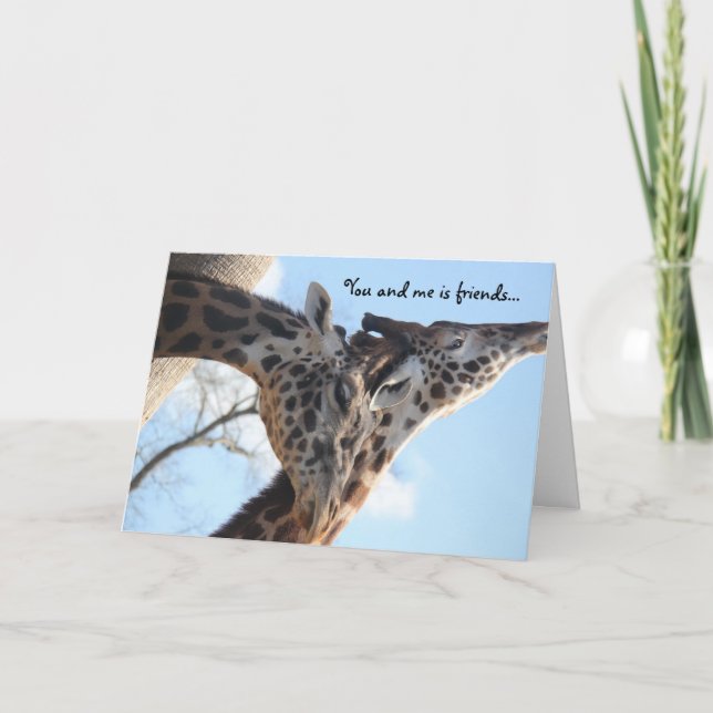 best friend funny birthday card, talking giraffes card (Front)