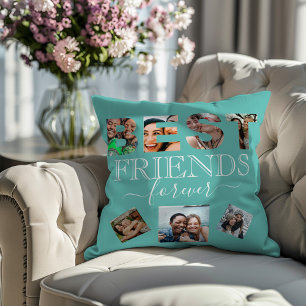 Best Friend Green Photo collage Keepsake Throw Pillow