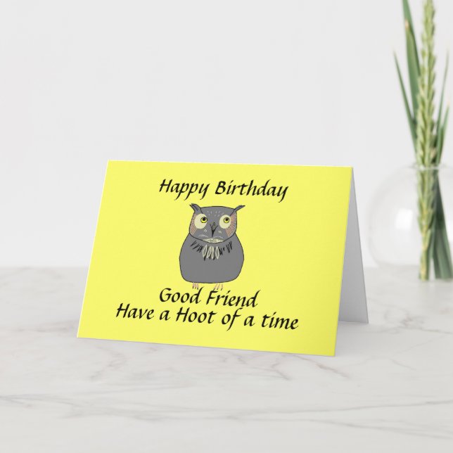 Best Friend Hooty Owl Birthday Card (Front)