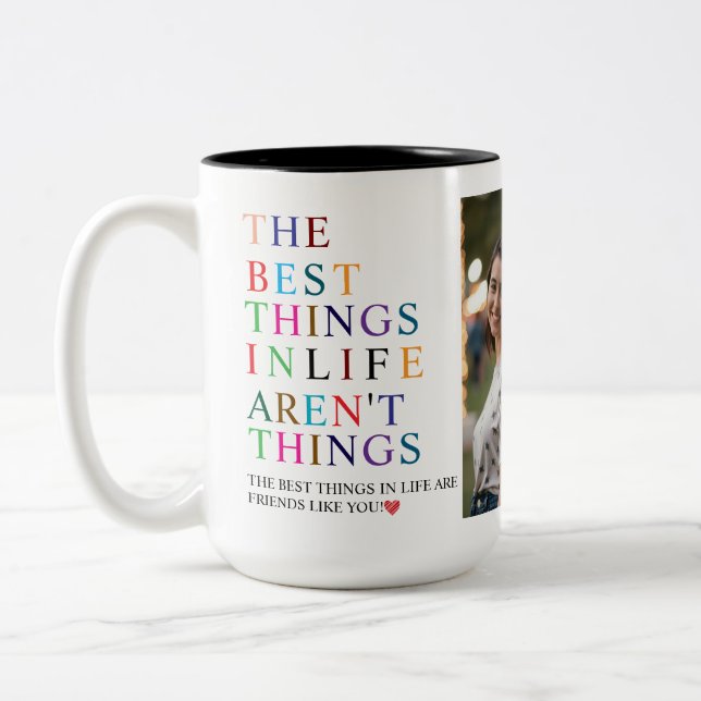 Best Friend in the World Custom Photo Two-Tone Coffee Mug (Left)