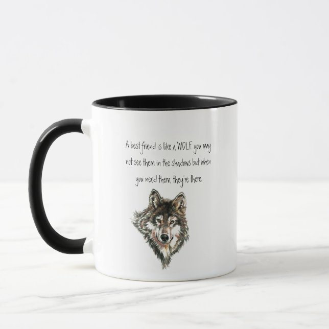 Best Friend Inspirational Quote Wolf, Wolves  Post Mug (Left)