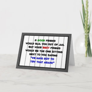 Best Friend Jail Stripes Card