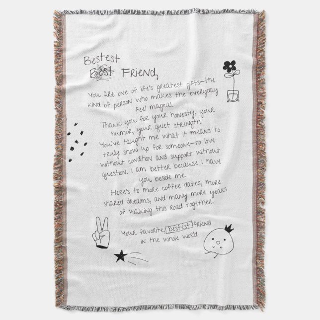 Best Friend Letter Throw Blanket (Front Vertical)