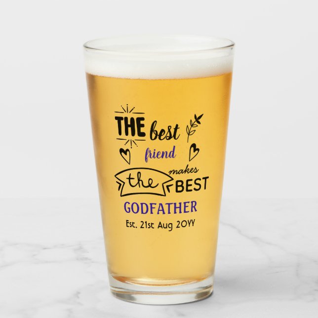 Best Friend Makes BEST GODFATHER - Personalized Glass (Front Filled)