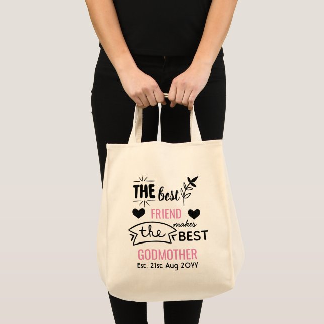Best Friend Makes Godmother - Personalized Modern Tote Bag (Front (Product))