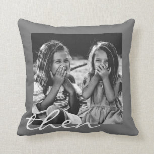 Best Friend Now and Then Photo Gift Throw Pillow