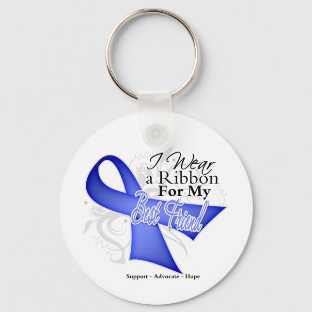 Best Friend Periwinkle Ribbon - Stomach Cancer Keychain (Front)