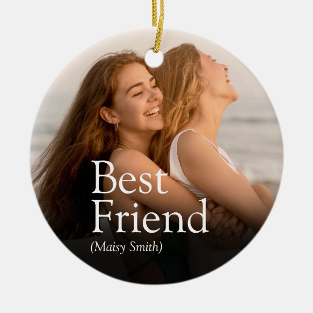 Best Friend Photo BFF Bestie Definition Modern Ceramic Ornament (Front)