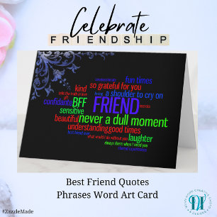 Best Friend Quotes Phrases Word Art Card